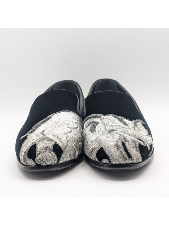 Louis Vuitton Chapman Brazza Auteuil Loafers Black Velvet Velour Embroidery